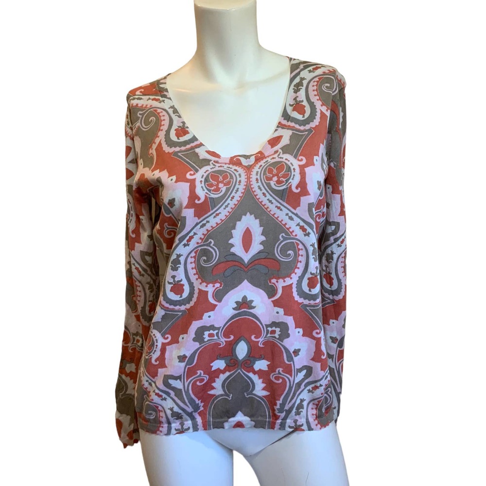 Altea Italian Cream Tan Silk Cotton Blend Pullover Light Weight Sweater Knit XL